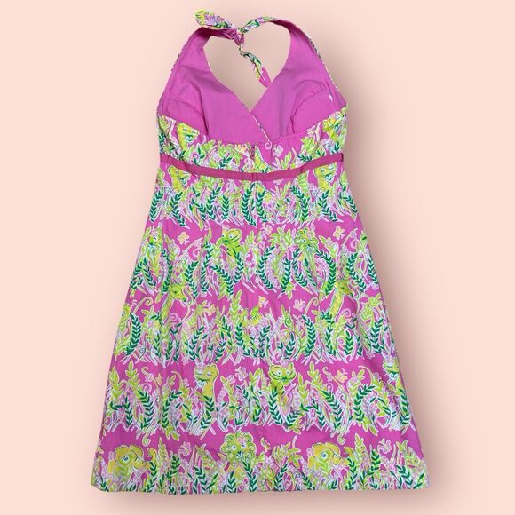 VINTAGE LILLY PULITZER MILLIONAIRES ROW HALTER DRESS WHITE LABEL Size 6 90s Rare - Picture 3 of 6